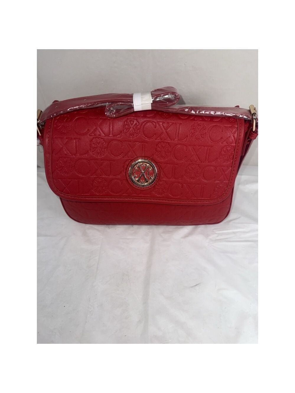 Christian Lacroix Clara Embossed Logo Shoulder Bag Adjustable Strap Magnet Close